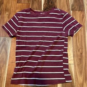 Ultra Flirt Burgundy and White Striped Top